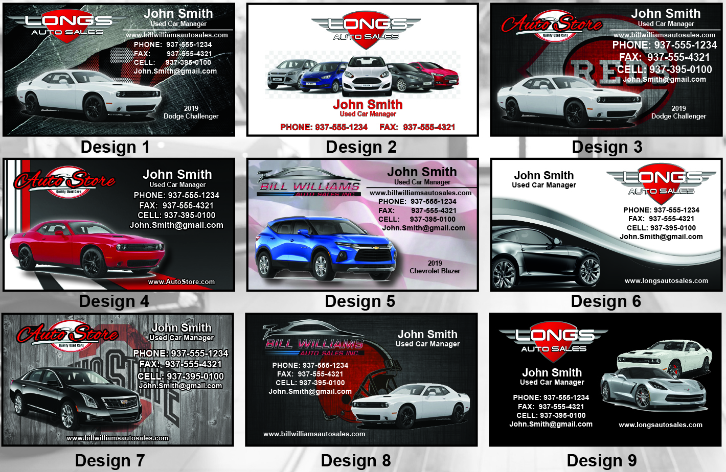 Printed Auto Dealership Business Cards