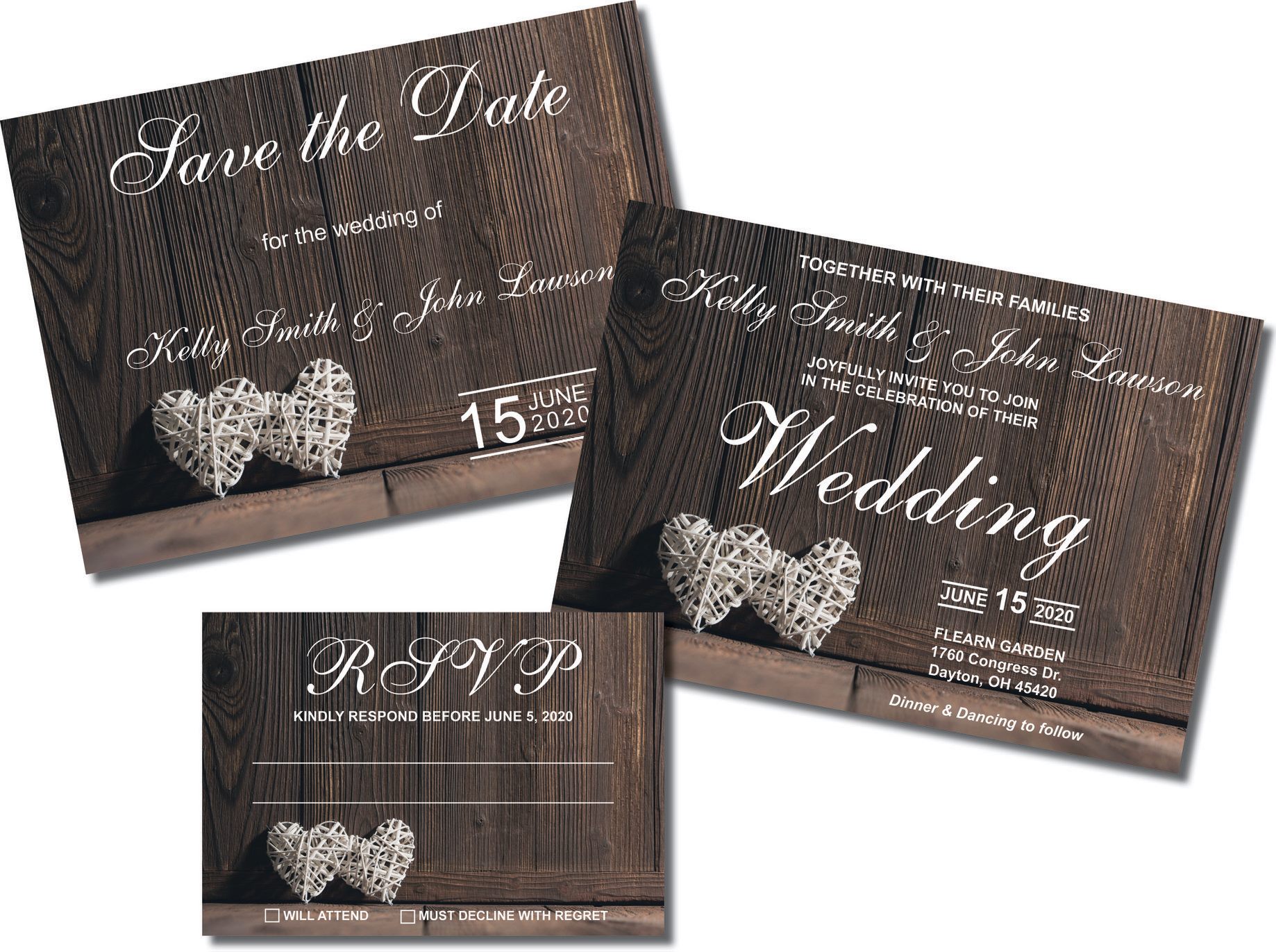Printed Rustic Wedding Invitation